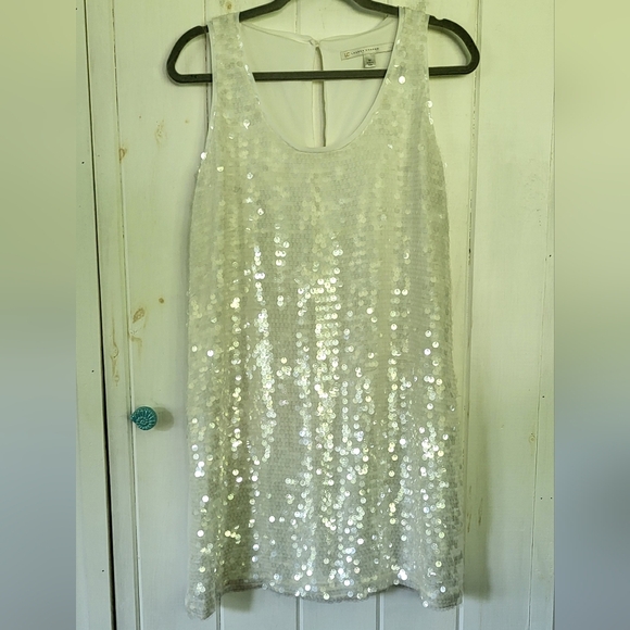 LC Lauren Conrad Chiffon Sequin Overlay Tank Shift Dress - Picture 1 of 8